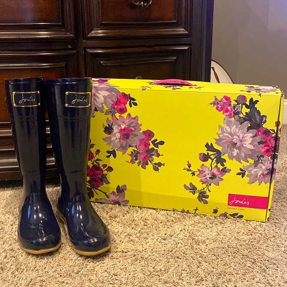 Joules Shoes Joules Navy Rain Boots With Red Bow Poshmark